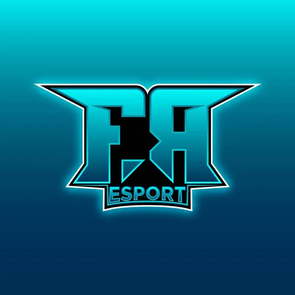 Logo Esport Gaming Initiaal Met Blauw Licht Kleur Ontwerp Vector — Stockvector