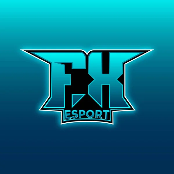 Logo Esport Gaming Initiaal Met Blauw Licht Kleur Ontwerp Vector — Stockvector