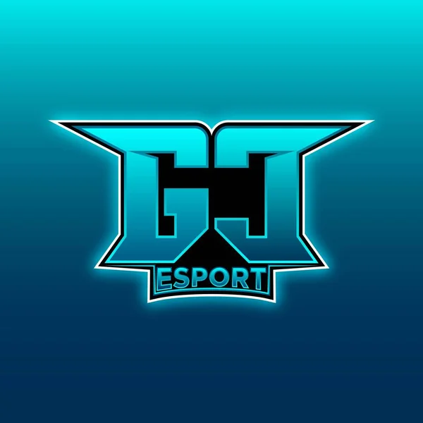 Logo Esport Gaming Initiale Avec Lumière Bleue Modèle Vectoriel Conception — Image vectorielle