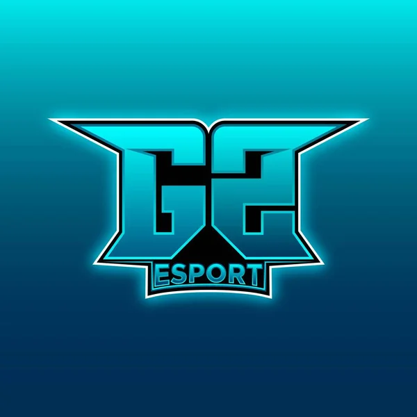 Logo Esport Gaming Initial Blue Light Color Design Vector Template — 스톡 벡터