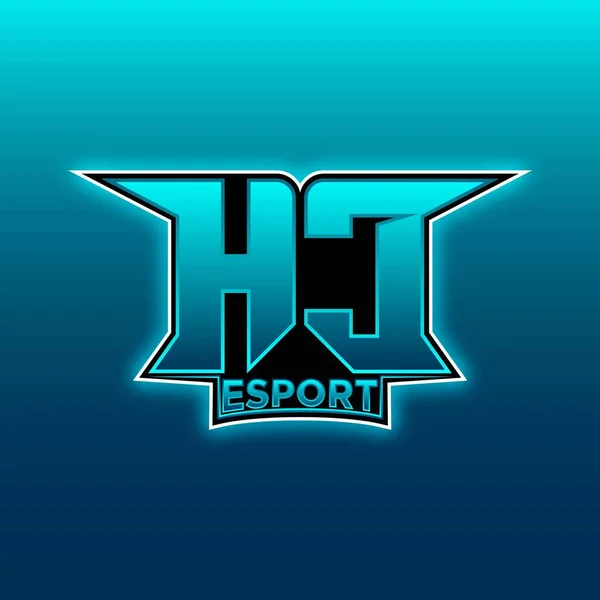 Hcロゴ Esport Gaming Initial Blue Lightカラーデザインベクトルテンプレート — ストックベクタ