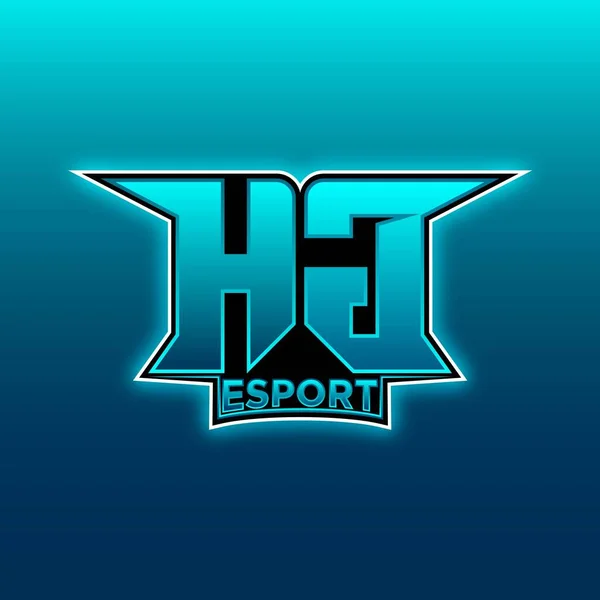Hgロゴ Esport Gaming Initial Blue Lightカラーデザインベクトルテンプレート — ストックベクタ