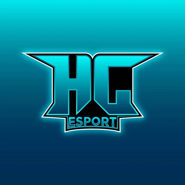 Logo Esport Gaming Initial Blue Light Color Design Vector Template — 스톡 벡터
