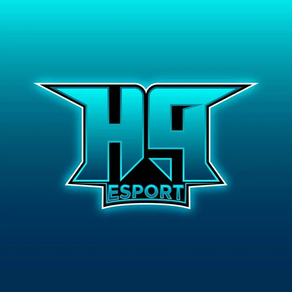 Hpロゴ Esport Gaming Initial Blue Lightカラーデザインベクトルテンプレート — ストックベクタ