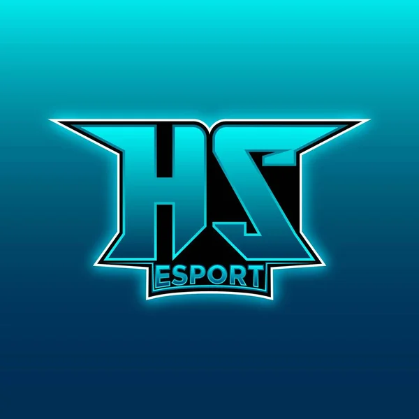 Logo Esport Gaming Initial Blue Lightカラーデザインベクトルテンプレート — ストックベクタ
