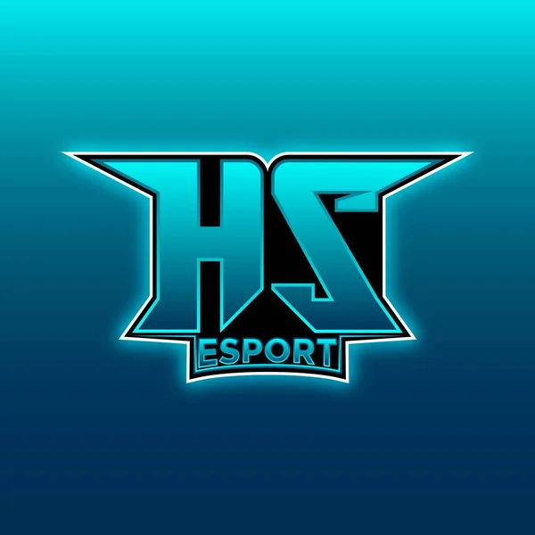 Logo Esport Gaming Initiaal Met Blauw Licht Kleur Ontwerp Vector — Stockvector