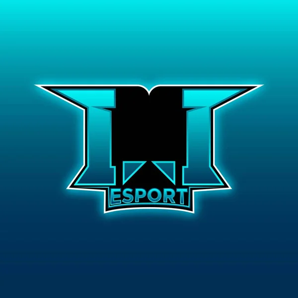 Logo Esport Jeu Initial Avec Lumière Bleue Modèle Vectoriel Conception — Image vectorielle