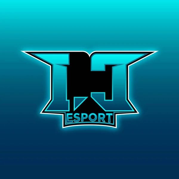 Logo Esport Jeu Initial Avec Lumière Bleue Modèle Vectoriel Conception — Image vectorielle
