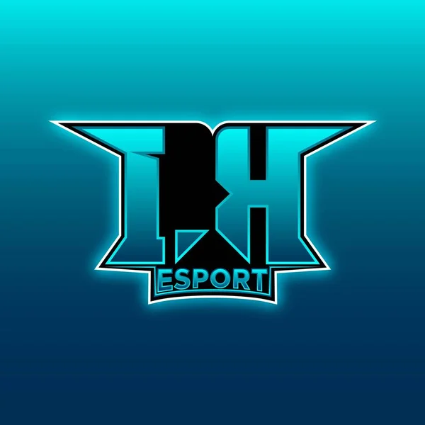 Logo Esport Gaming Initiaal Met Blauw Licht Kleur Ontwerp Vector — Stockvector