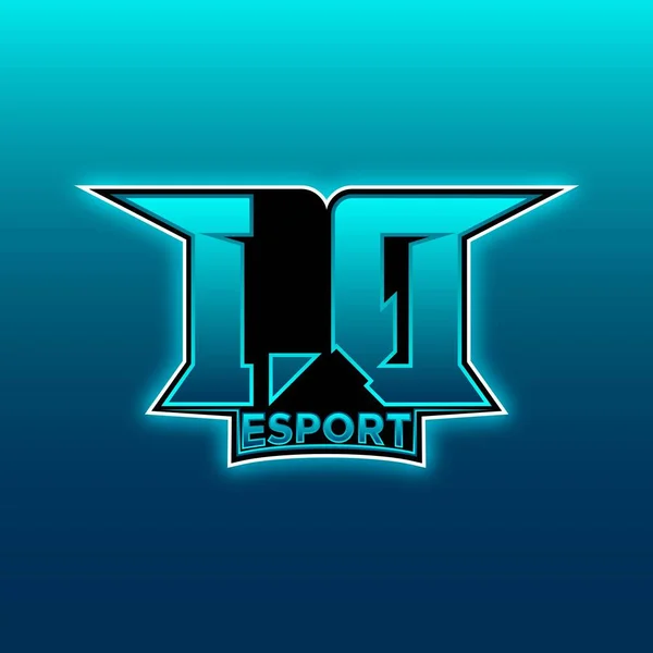 Iqロゴ Esport Gaming Initial Blue Lightカラーデザインベクトルテンプレート — ストックベクタ
