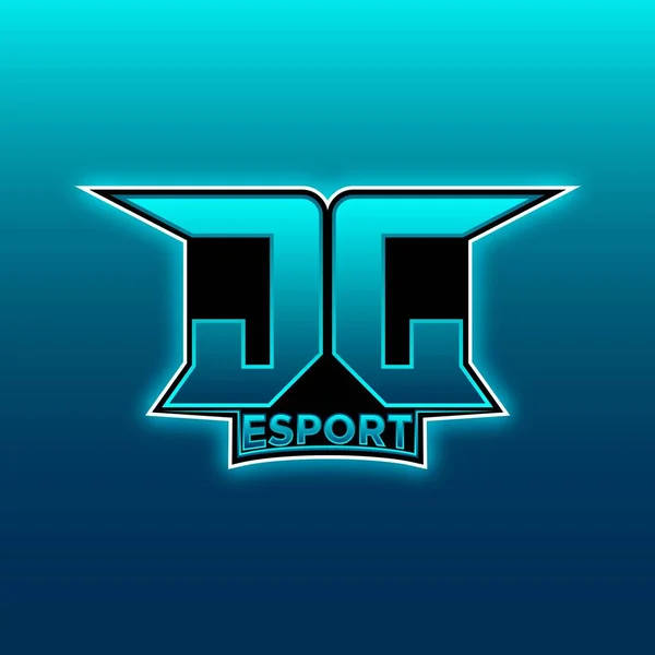 Logo Esport Gaming Kezdeti Kék Fény Szín Design Vektor Sablon — Stock Vector