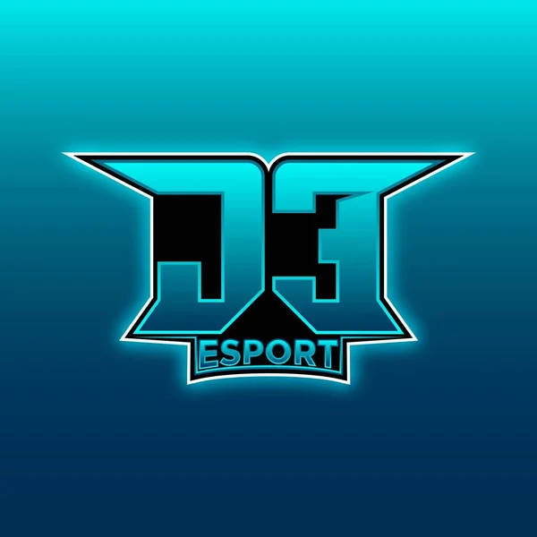 Logo Esport Gaming Initial Con Plantilla Vector Diseño Color Azul — Vector de stock