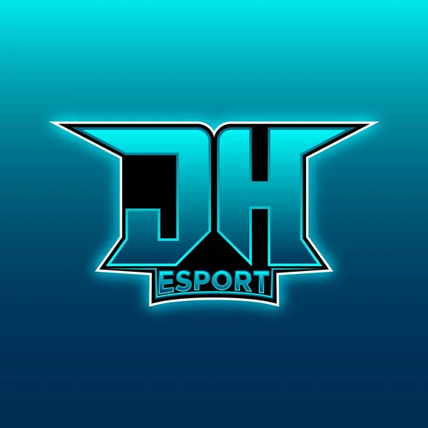 Logo Esport Gaming Initiaal Met Blauw Licht Kleur Ontwerp Vector — Stockvector