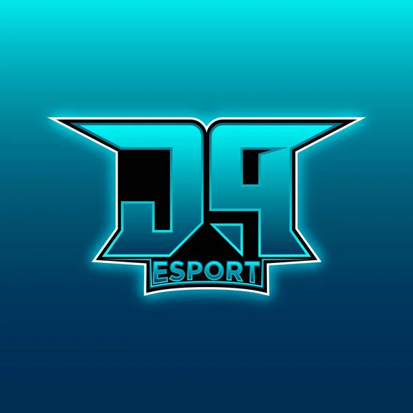 Logo Esport Gaming Initial Con Plantilla Vector Diseño Color Azul — Vector de stock