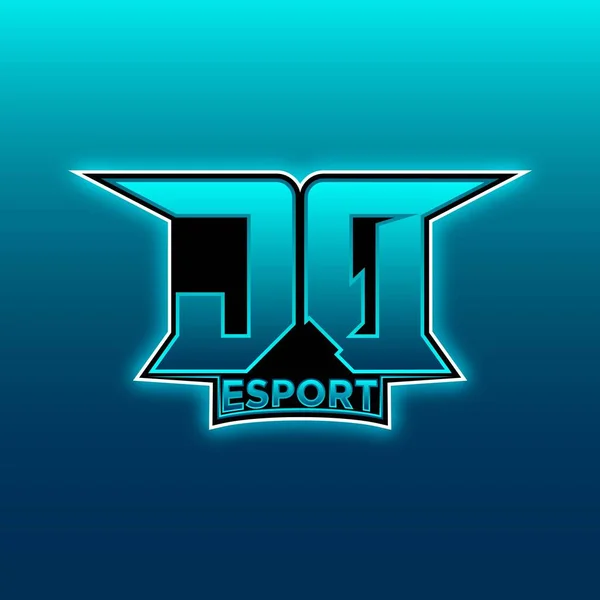 Logo Esport Gaming Initial Con Plantilla Vector Diseño Color Azul — Vector de stock