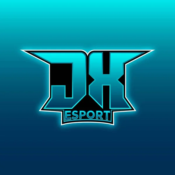 Logo Esport Gaming Initiaal Met Blauw Licht Kleur Ontwerp Vector — Stockvector