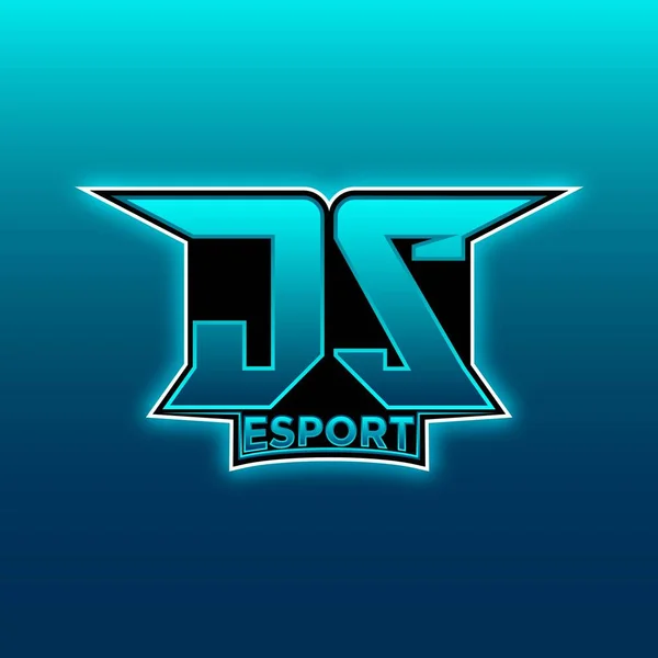 Logo Esport Gaming Initial Con Plantilla Vector Diseño Color Azul — Archivo Imágenes Vectoriales