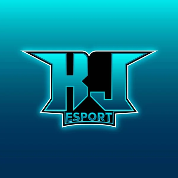 Logo Esport Gaming Initiaal Met Blauw Licht Kleur Ontwerp Vector — Stockvector