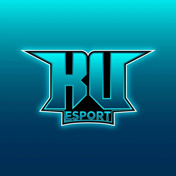 Logo Esport Gaming Initial Blue Light Color Design Vector Templatekv — Vetor de Stock