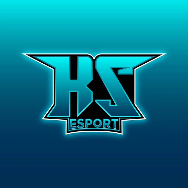 Logo Esport Initiale Jeu Avec Lumière Bleue Modèle Vectoriel Conception — Image vectorielle