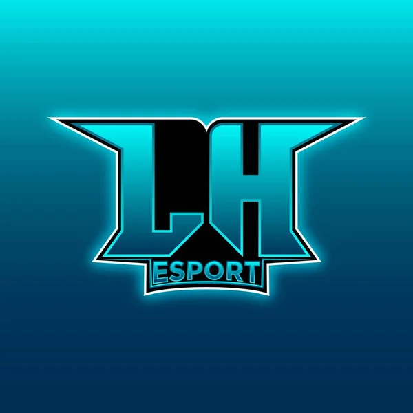 Initiale Jeu Logo Esport Avec Modèle Vectoriel Conception Blue Light — Image vectorielle