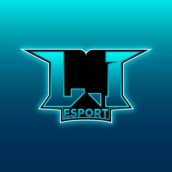 Logo Esport Gaming Początkowy Wzór Wektora Projektu Blue Light Color — Wektor stockowy