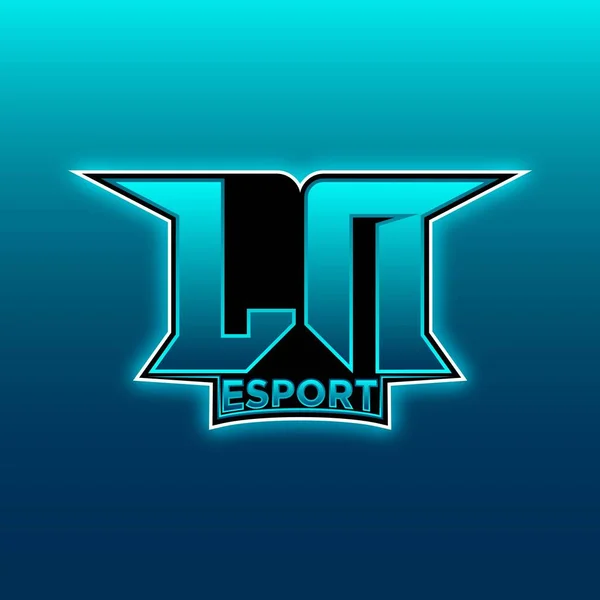 Esport Gaming Initial Вектором Дизайна Blue Light Color — стоковый вектор