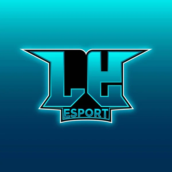 Logo Esport Gaming Initial Met Blauw Licht Kleur Ontwerp Vector — Stockvector