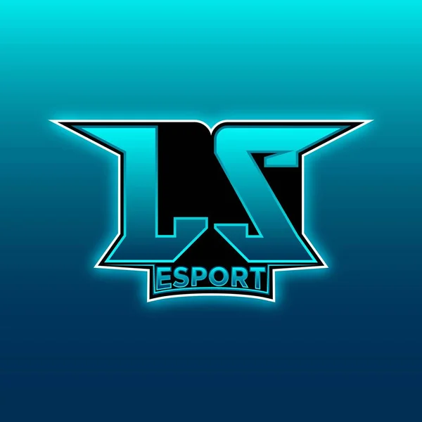 Esport Gaming Initial Blue Light Color Design Vector Template — 스톡 벡터