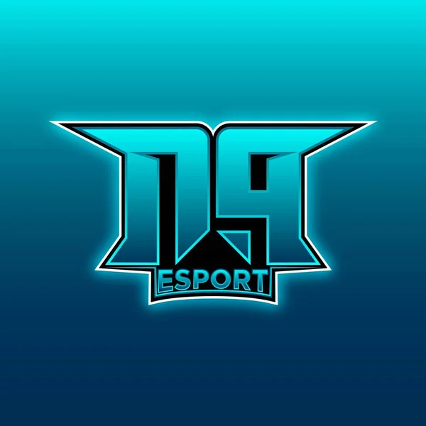 Modèle Vectoriel Conception Logo Esport Gaming Initial Avec Lumière Bleue — Image vectorielle