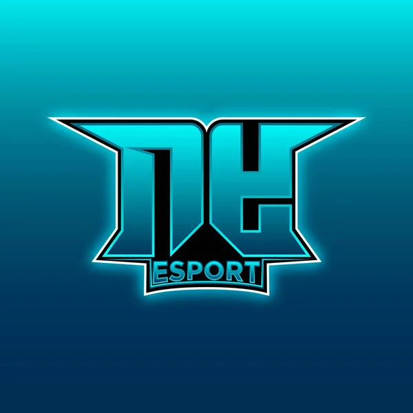 Logo Esport Gaming Initial Mit Blaulichtfarbe Design Vektorvorlage — Stockvektor
