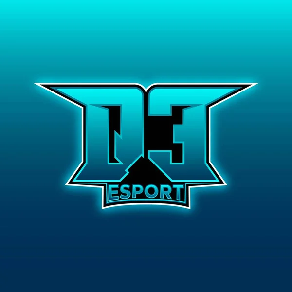 Logo Esport Gaming Initial Mit Blaulichtfarbe Design Vektor Vorlage — Stockvektor