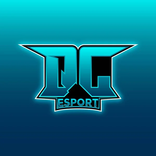 Logo Esport Gaming Initial Com Modelo Vetor Design Luz Azul —  Vetores de Stock