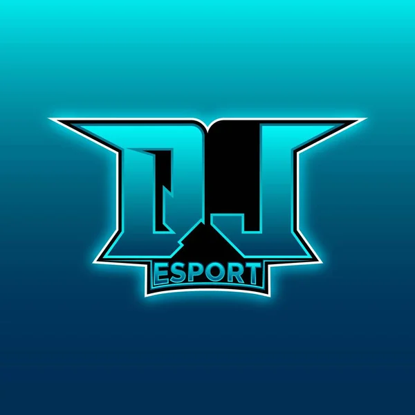 Esports Gaming Initial Вектором Дизайна Blue Light Color — стоковый вектор