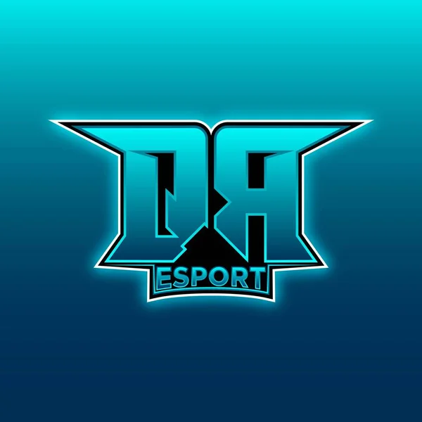 Logo Esport Gaming Initial Com Modelo Vetor Design Luz Azul —  Vetores de Stock