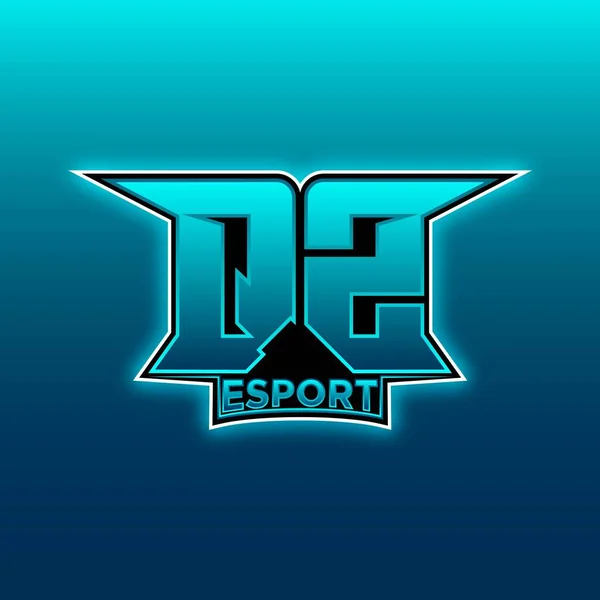 Logo Esport Gaming Initial Avec Lumière Bleue Modèle Vectoriel Conception — Image vectorielle