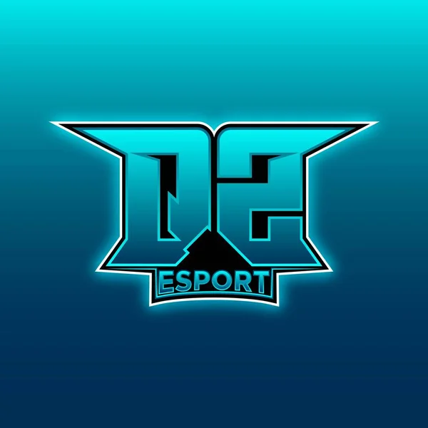 Logo Esport Gaming Initial Mit Blaulichtfarbe Design Vektorvorlage — Stockvektor