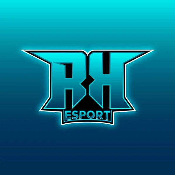 Rkロゴ Esport Gaming Initial Blue Lightカラーデザインベクトルテンプレート — ストックベクタ