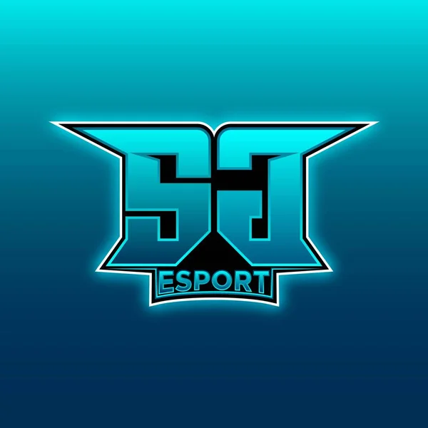 Logo Esport Gaming Iniziale Con Modello Vettoriale Progettazione Blue Light — Vettoriale Stock