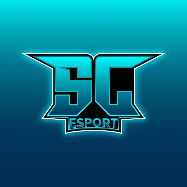 Logo Esport Gaming Initial Шаблоном Векторного Дизайну Blue Light Color — стоковий вектор