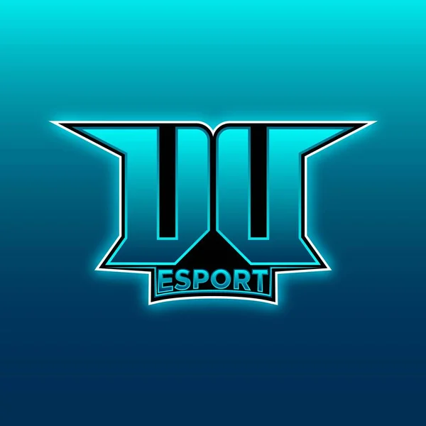 Logo Esport Gaming Initial Com Modelo Vetor Design Luz Azul — Vetor de Stock