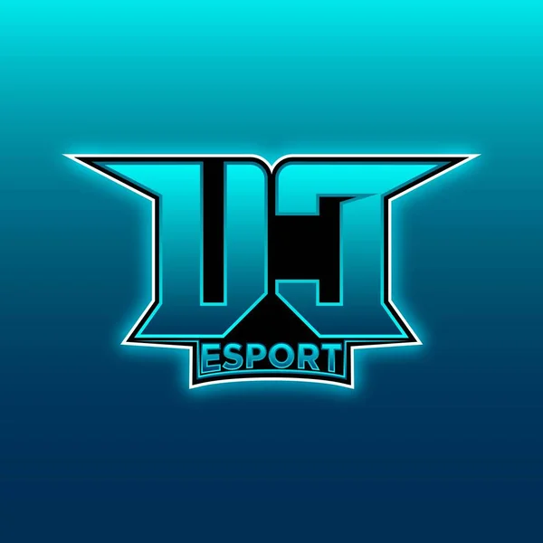 Logo Esport Gaming Initiaal Met Blauw Licht Kleur Ontwerp Vector — Stockvector