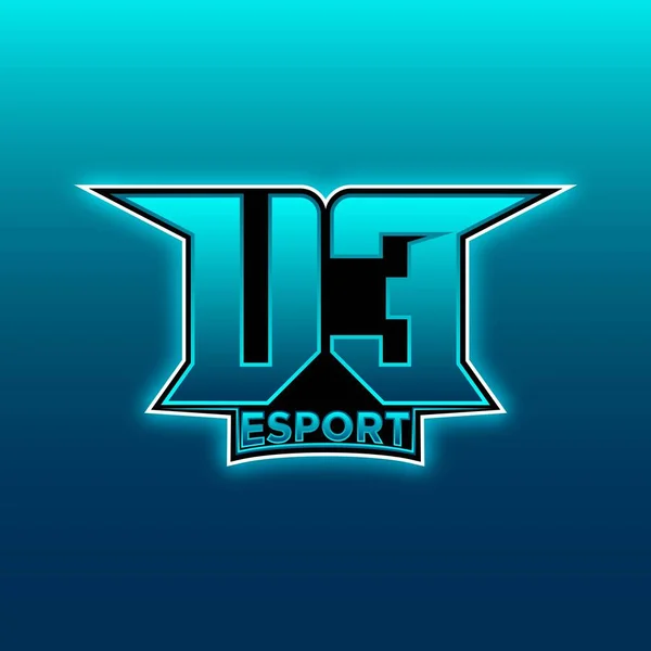 Logo Esport Oyun Parafonu Mavi Işık Rengi Tasarım Vektörü Şablonu — Stok Vektör