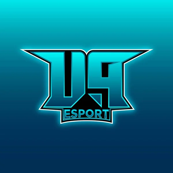 Logo Esport Gaming Initial Con Plantilla Vector Diseño Color Azul — Vector de stock