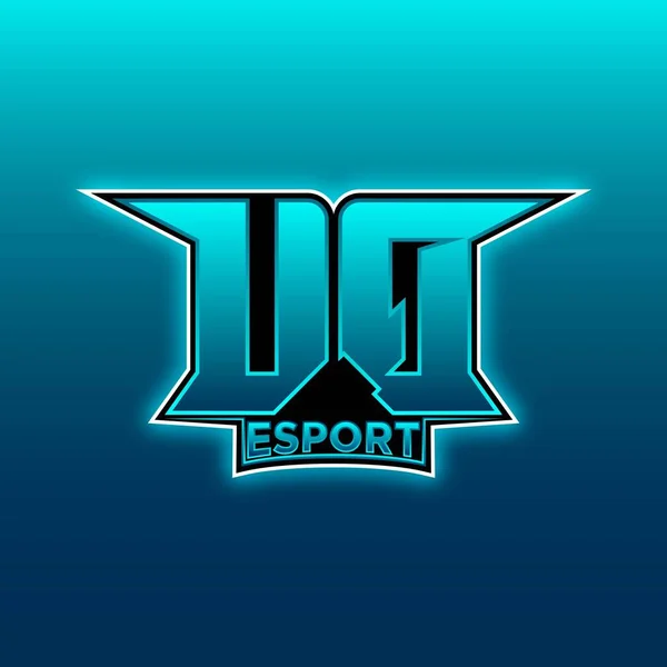 Uqロゴ Esport Gaming Initial Blue Lightカラーデザインベクトルテンプレート — ストックベクタ