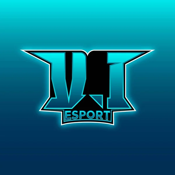 ViロゴEsport Gaming Initial Blue Lightカラーデザインベクトルテンプレート — ストックベクタ