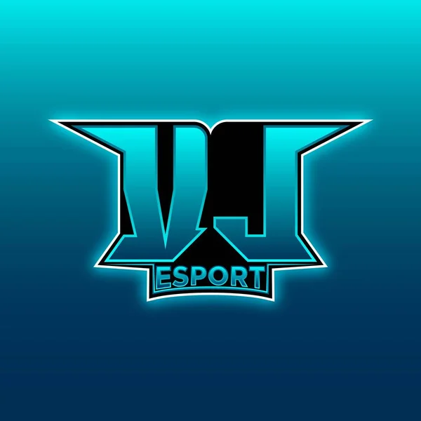 Vlロゴ Esport Gaming Initial Blue Lightカラーデザインベクトルテンプレート — ストックベクタ