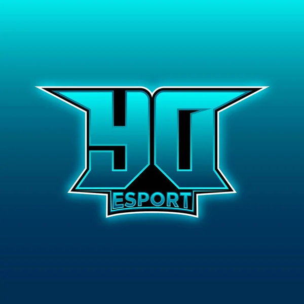 Logo Esport Gaming Initial Com Modelo Vetor Design Luz Azul — Vetor de Stock