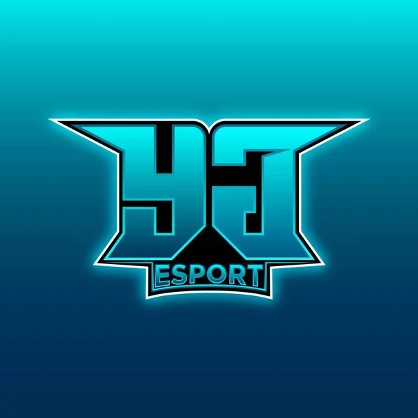 Initiale Jeu Logo Esport Avec Modèle Vectoriel Conception Blue Light — Image vectorielle