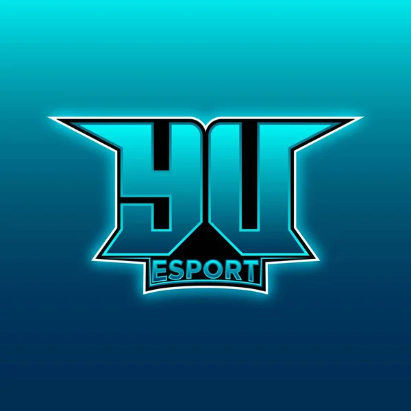Logo Esport Gaming Initial Blue Lightカラーデザインベクトルテンプレート — ストックベクタ